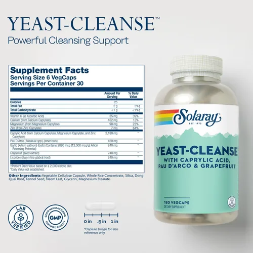 Vista 2 de Solaray Levadura-Cleanse- 180 Cápsulas Vegetarianas