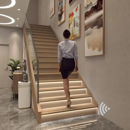 Vista 2 de Luces de Escalera con Sensor de Movimiento para Interiores, Kit de Luces Inteligentes para Escalones 12 Escalones 40 Pulgadas Tira de Luces