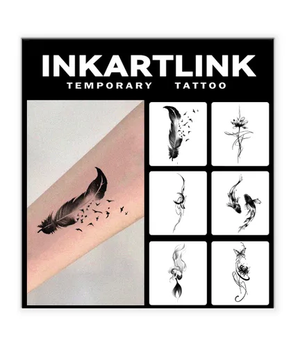 Vista 10 de INKARTLINK 6 hojas de tatuajes temporales, tatuajes semipermanentes, tatuajes falsos, 1-2 semanas de tatuaje, para mujeres maduras y elegantes
