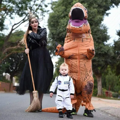 Vista 4 de RHYTHMARTS Disfraz de dinosaurio inflable Trex Disfraces de Halloween para adultos