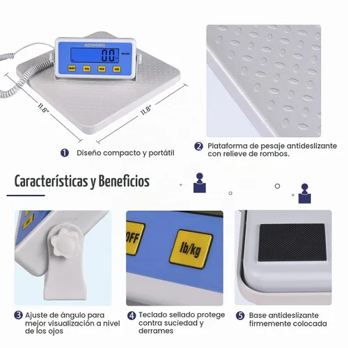 Vista 2 de Tetuga Báscula médica - Báscula de lucha de alta capacidad de 440 libras para peso corporal con pantalla LCD fácil de leer, báscula de médico
