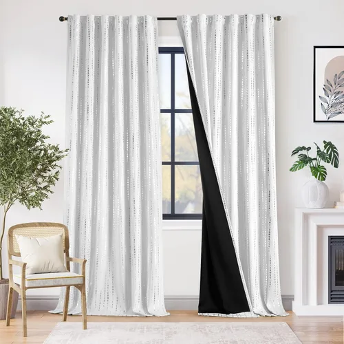 Vista 56 de jinchan - Cortinas bohemias 100% blackout de 54 pulgadas de largo para dormitorio, estampado geométrico negro sobre beige, con ojales