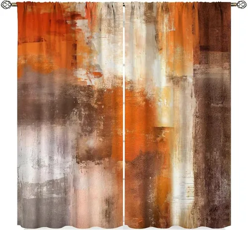 Vista 19 de Cortinas degradadas grises y negras, con textura geométrica moderna abstracta para cocina, dormitorio, sala de estar, juegos de 2 paneles
