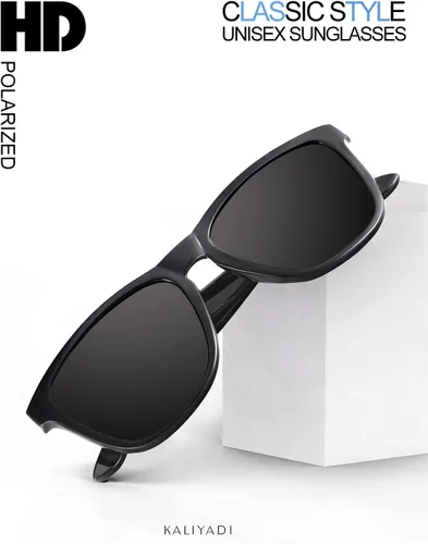 Vista 2 de KALIYADI Gafas de sol unisex polarizadas retro clásicas modernas para hombres y mujeres, gafas de sol para conducir con bloqueo UV, C Negro brillante