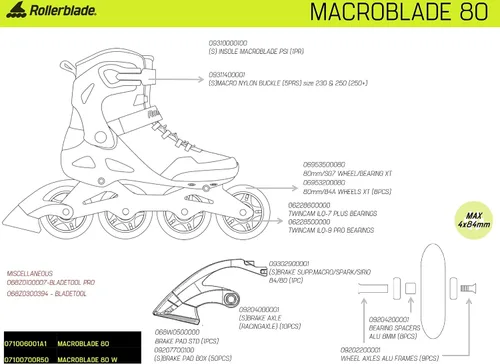Vista 7 de Rollerblade Macroblade 80 - Patines en línea para hombre y adulto, patines en línea de rendimiento