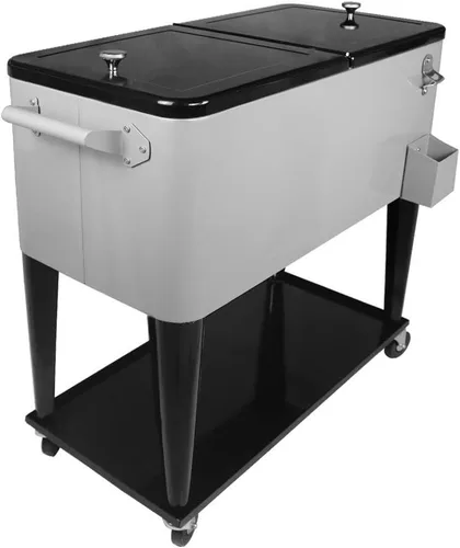 Vista 2 de Nattork Carro enfriador con ruedas de 80 cuartos de galón para patio al aire libre, terraza, bar, fiesta portátil, carrito de bebidas frías, baúl