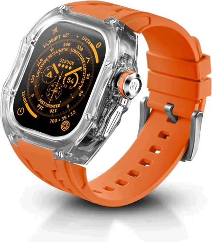 Vista 9 de Funda resistente con correa para Apple Watch, funda translúcida resistente con correa deportiva militar para hombre, grado táctico, a prueba
