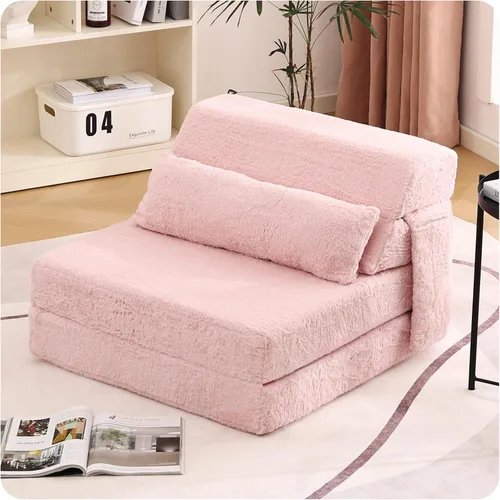 Vista 17 de Sofá cama plegable tamaño individual, colchón convertible con almohada, colchón de pana gruesa para el suelo, sofá cama con bolsillo lateral