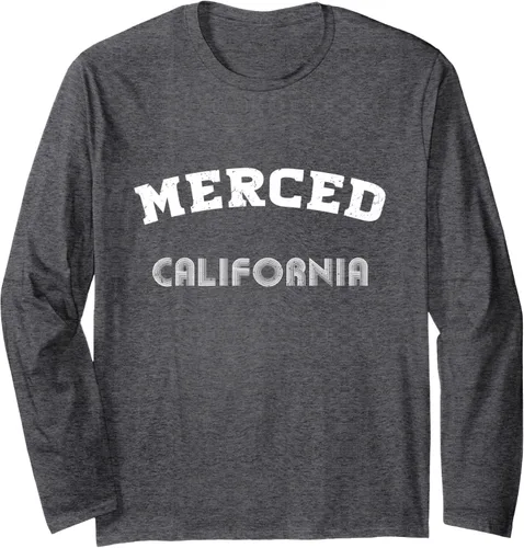 Vista 4 de Camiseta vintage de manga larga Merced City California State, Negro