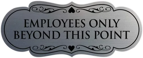 Vista 25 de Signs ByLITA Designer Employees Only Beyond This Point - Letrero (negro), tamaño mediano