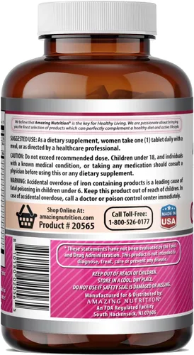 Vista 4 de Amazing Formulas One Multivitamínico para mujer, a base de alimentos, 150 tabletas, suministro para 5 meses, mezcla completa de 40 suplementos