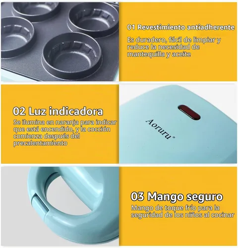 Vista 3 de Mini waflera para hacer 4 cuencos para gofres de Bélgica