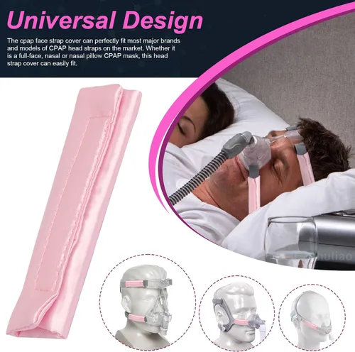 Vista 2 de Paquete de 8 correas faciales CPAP, almohadillas de satén CPAP para mascarilla, fundas universales para la apnea del sueño, suministros de cojín