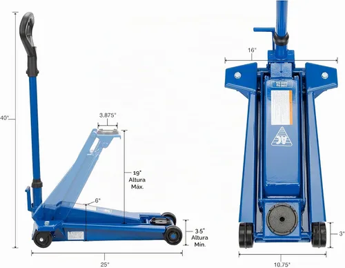 Vista 2 de AC Hydraulic DK20Q Gato de servicio hidráulico de perfil bajo de 2 toneladas, azul