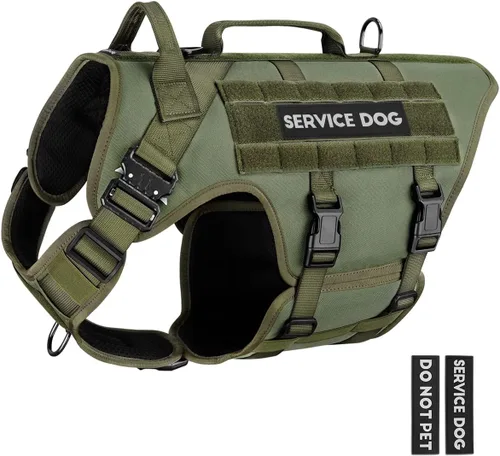 Vista 30 de Arnés táctico para perros - PETNANNY Chaleco para perro de servicio para perros grandes Cobertura corporal completa en arnés para perros de Rosa