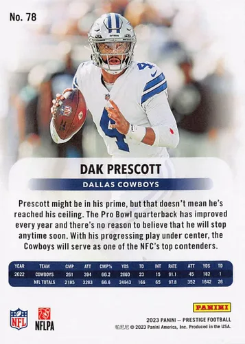 Vista 2 de 2023 Panini Prestige #78 Dak Prescott