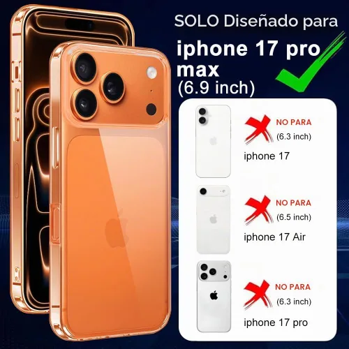 Vista 2 de Funda compatible con iPhone 17 Pro Max con protector de pantalla y protector de lente de cámara, [no se pone amarillento]
