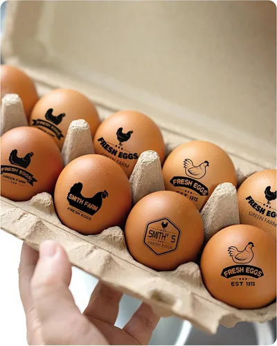 Vista 7 de Sellos de huevos personalizados para huevos frescos, sello personalizado de huevo de pollo con nombre del logotipo, sello de huevo personalizado