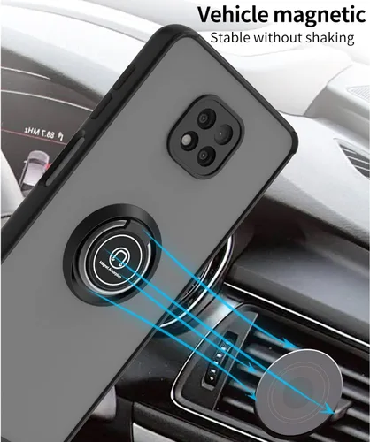 Vista 3 de TJS - Funda compatible con Motorola Moto G Power 2021 (azul claro) with Tempered Glass Screen Protector Metal Ring Magnetic Support Kickstand
