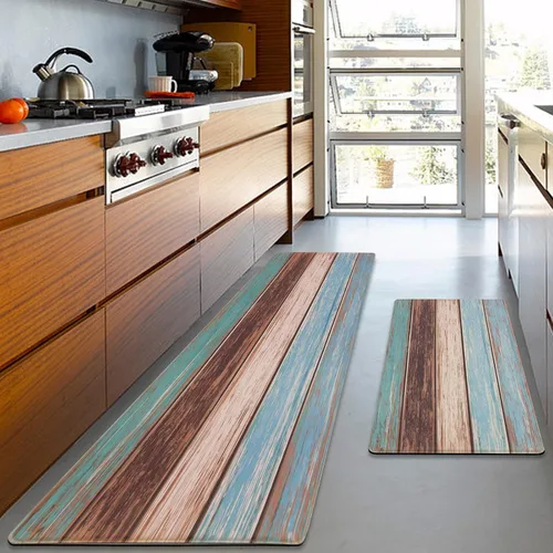 Vista 13 de MAYHMYO Juego de 2 tapetes de cocina antifatiga, diseño de mármol y azul, alfombrillas acolchadas y antideslizantes