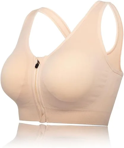 Vista 21 de Medium Support and Removable Pad Tank Top Racerback Post Surgery Sports Bras for Women Albaricoque/Negro/Gris