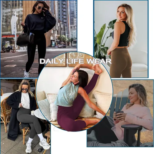 Vista 4 de Paquete de 4 leggings para mujer, levantamiento de glúteos, cintura alta, control de abdomen, adelgazantes, color negro, no transparente, pantalones