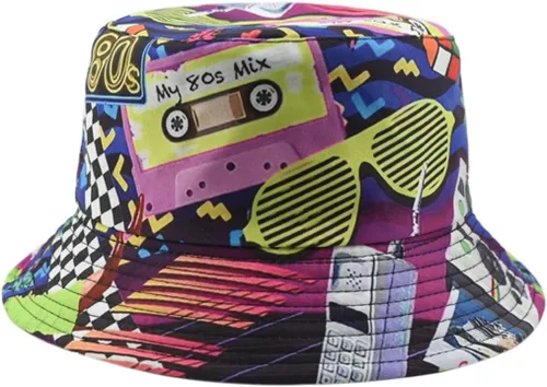 Vista 19 de Sombrero de pescador retro de los años 80 y 90 para mujeres y hombres, sombrero de pescador de moda, plegable, accesorios para rave, sombrero