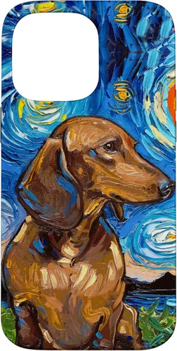 Vista 21 de Aja - Carcasa para iPhone 17 de pelo corto marrón con diseño de perro de noche estrellada Doxie
