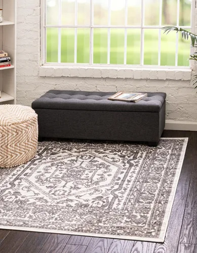 Vista 18 de Unique Loom Boston Collection - Alfombra de área con medallón (2 x 8 pies, color blanco y gris)