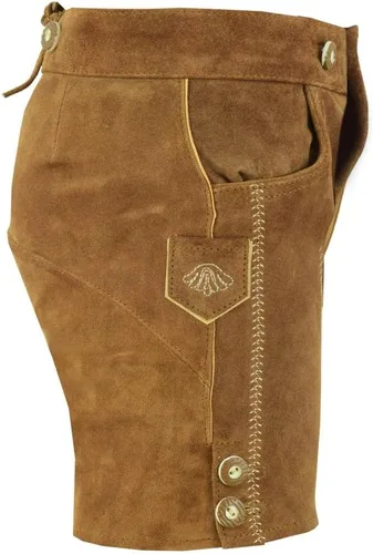 Vista 4 de Oktoberfest alemán bávaro para niños Trachten Lederhosen, Marrón oscuro