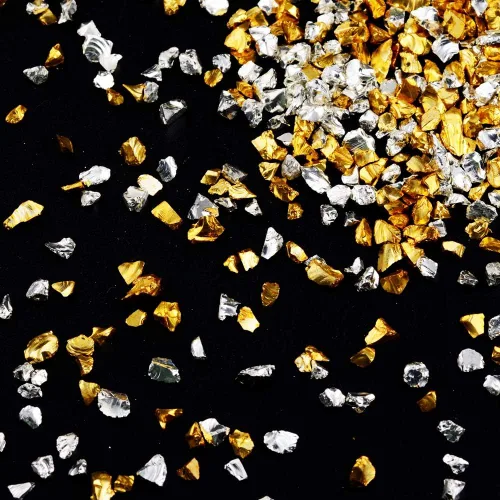 Vista 17 de Brillantinas metálicas irregulares de vidrio triturado, espolvorea con purpurina gruesa, dorado, 3.53 oz, 5/64 – 5/32 pulgadas, para manualidades