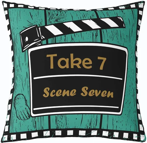 Vista 23 de Homewish Theater Cinema Poster Throw Pillow Covers (Pack of 1),Retro Movie Cushion Cover for Kids Boys Teens Popcorn Pillow Cases Movie Night Living