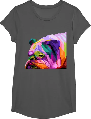 Vista 34 de Camiseta de retrato pop artístico de bulldog británico inglés para dueños de perros, Negro, S