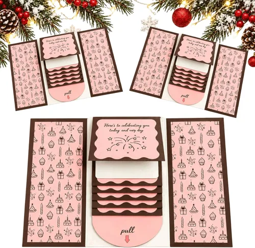 Vista 16 de Folleto de tarjetas de regalo de Navidad en cascada 2027, 3 portatarjetas #B 3 piezas