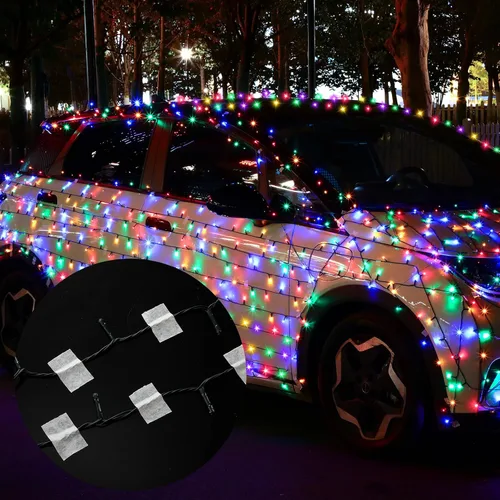 Vista 5 de Honoson Luces Multicolor de Navidad para Automóvil 197 pies 600 LED Operadas con Batería Control Remoto Luces de Cadena Impermeables 8 Modos