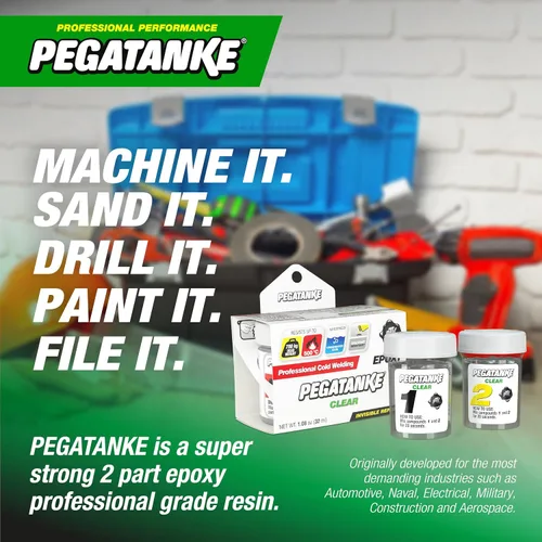 Vista 4 de PEGATANKE - Resina epoxi transparente de 2 partes Adhesivo profesional de soldadura en frío Pegamento de metal de alta resistencia para tanques