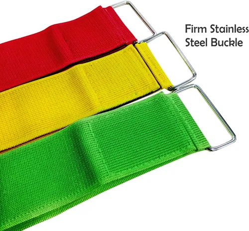 Vista 5 de Bandas de carreras de 8 colores y 3 patas, 3 patas de carrera, duradera, firme, elástica, cuerda de amarre colorida de 3 piernas para fiesta, juego