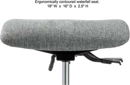 Vista 5 de Perch - Silla de laboratorio con ruedas cromadas con soporte de respaldo ajustable, altura del escritorio de 17 a 22 pulgadas, tela negra