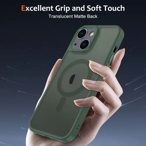 Vista 1372 de Anuck - Funda magnética para iPhone 11 compatible con MagSafe, carcasa trasera mate translúcida dura, borde de TPU, delgada, resistente a impactos