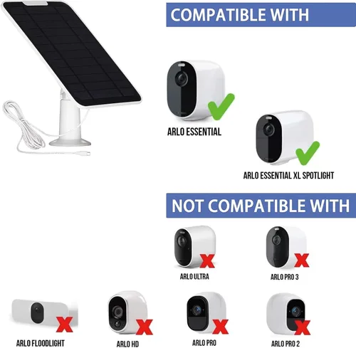 Vista 4 de Panel solar mejorado de 5 V 6 W para cámara de seguridad, compatible con Eufycam 2C/2C Pro/2/2 Pro/E20/E40/E, con puerto micro USB, adaptador USB-C