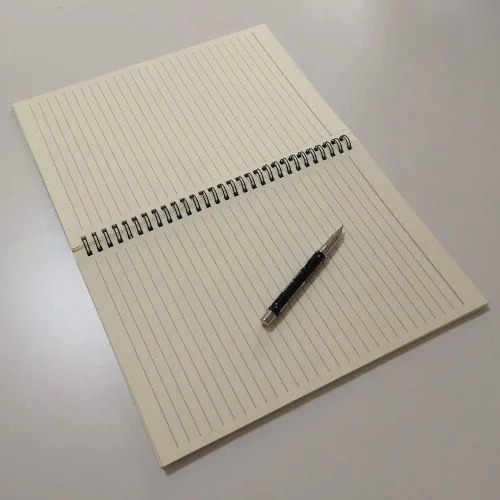 Vista 3 de YUREE - Cuaderno con espiral a rayas, de tapa dura, con papel Kraft B5