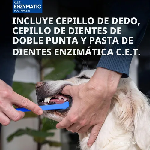 Vista 5 de Virbac C.E.T. Kit de higiene bucal para gatos y perros Juego de 3 piezas con cepillo de dientes de doble extremo, cepillo de dedos y sabor a aves