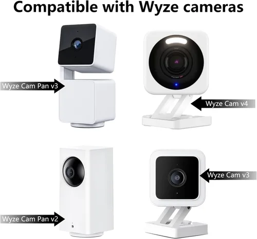 Vista 3 de Haoyou Soporte de pared de metal para Wyze Cam Pan V3/V4 Wyze Cam V4/V3 adhesivo sin taladrar instalación en interiores y exteriores