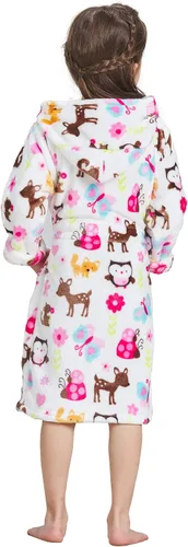 Vista 6 de ECHERY Pijama con capucha para niños y niñas, suave forro polar, unisex, bata de baño