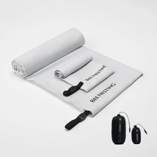Vista 17 de Bee Nesting Toalla ultraligera de secado rápido – Paquete de 2 toallas de microfibra medianas y pequeñas con bolsillo compacto plegable para viajes
