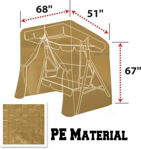 Vista 4 de BenefitUSA Funda protectora para hamaca de 3 plazas triples para muebles de exterior, porche (bronceado), 68 x 51 x 67 pulgadas