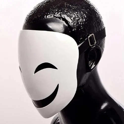 Vista 6 de Máscara sonriente de resina de anime blanco para adultos, con correa ajustable, accesorios para disfraz de Halloween o cosplay