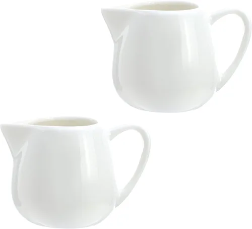 Vista 3 de CHOOLD 2 piezas Mini crema de cerámica con asa, jarra de crema de leche de café, color rojo, 1.5 oz