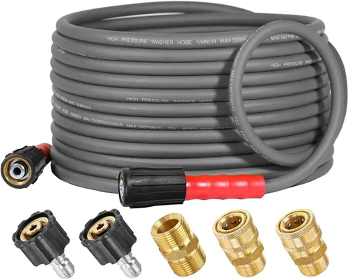 Vista 11 de YAMATIC Manguera de lavado a presión de 3600PSI para lavadora eléctrica de 25 pies x 1/4 pulgadas, resistente a las torceduras, manguera de repuesto