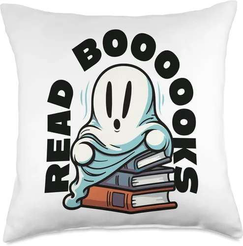 Vista 4 de Book Reading Ghost Read Boooooks Boo Bookworm Halloween Throw Pillow